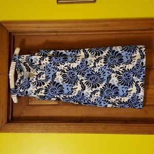 ❤️Talbots Blue/White pattern dress, size P, 100% cotton